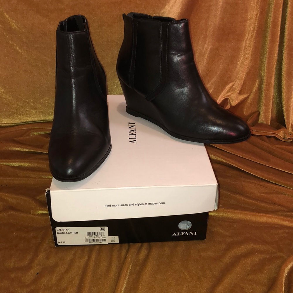 Alfani wedge leather booties